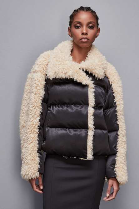 Nylon over down jacket, Black, Beige, Patrizia Pepe