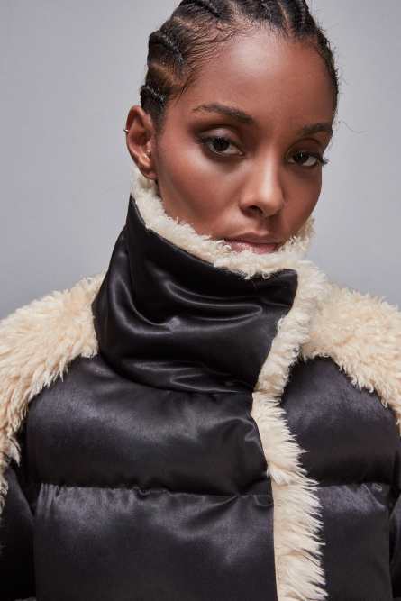 Nylon over down jacket, Black, Beige, Patrizia Pepe