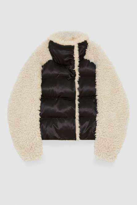 Nylon over down jacket, Black, Beige, Patrizia Pepe