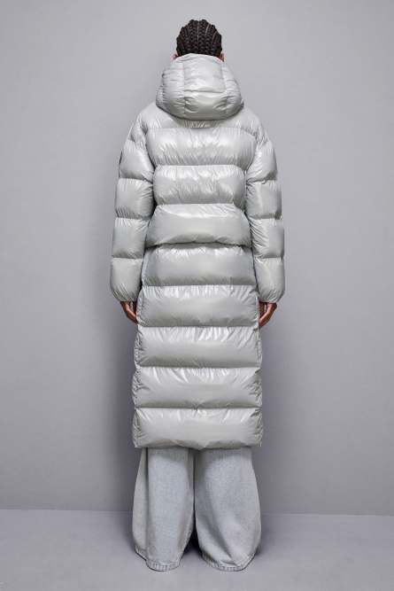 Shiny nylon long down jacket, Grey, Patrizia Pepe