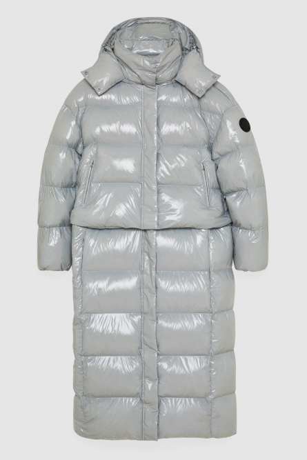 Shiny nylon long down jacket, Grey, Patrizia Pepe