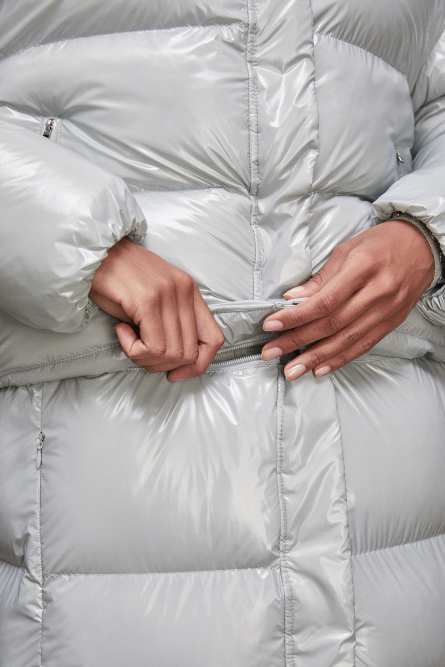 Shiny nylon long down jacket, Grey, Patrizia Pepe