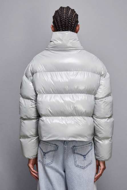 Shiny nylon long down jacket, Grey, Patrizia Pepe