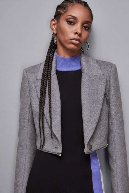 &quot;Essential&quot; coat with maxi zipper at waist, Grey, Patrizia Pepe