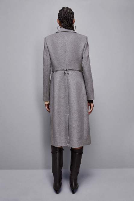 &quot;Essential&quot; coat with maxi zipper at waist, Grey, Patrizia Pepe