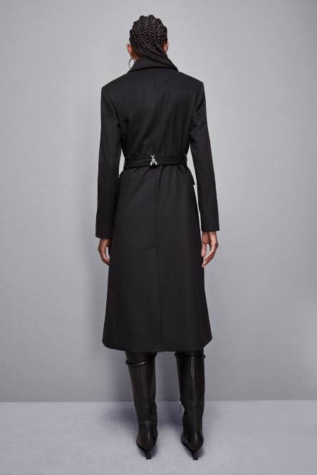 &quot;Essential&quot; cloth coat with belt, Black, Patrizia Pepe