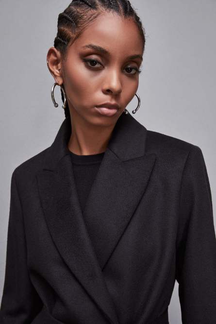 &quot;Essential&quot; cloth coat with belt, Black, Patrizia Pepe