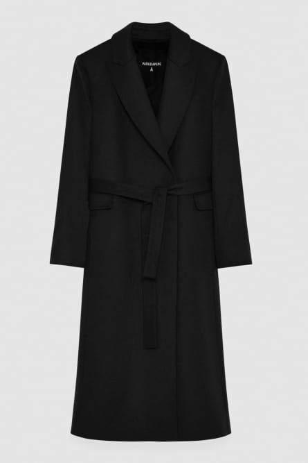 &quot;Essential&quot; cloth coat with belt, Black, Patrizia Pepe