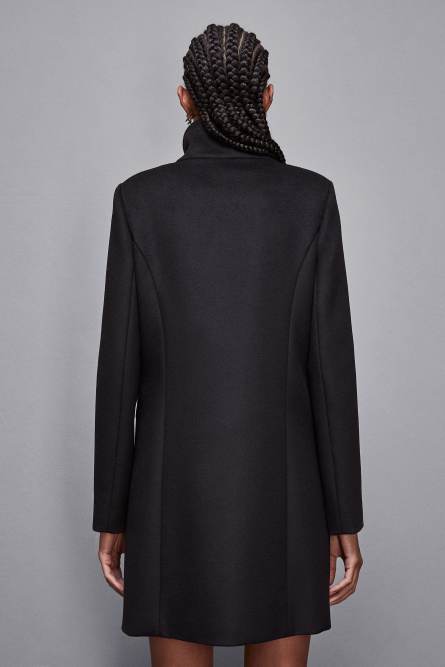 &quot;Essential&quot; high necked cloth coat, Black, Patrizia Pepe
