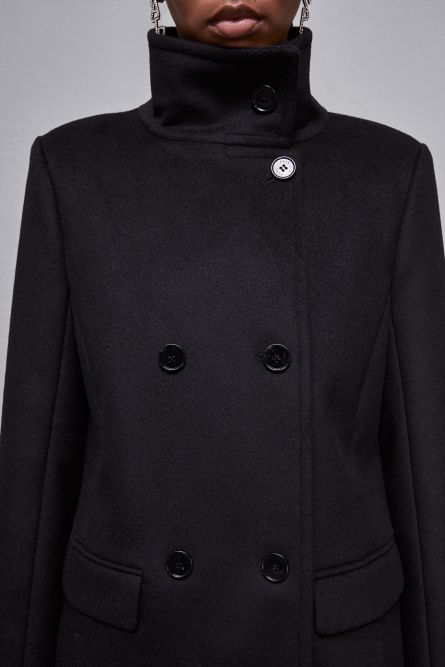 &quot;Essential&quot; high necked cloth coat, Black, Patrizia Pepe