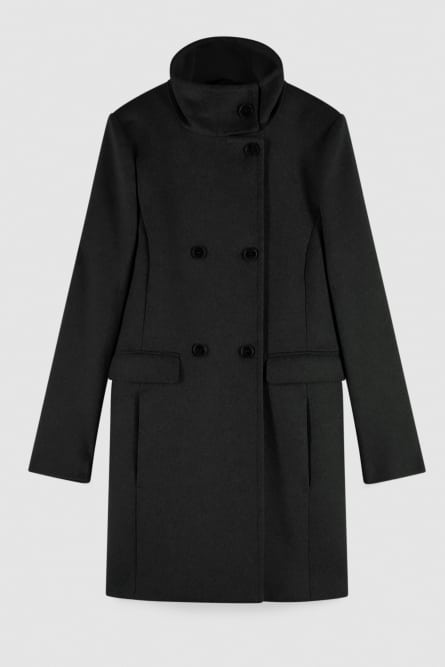 &quot;Essential&quot; high necked cloth coat, Black, Patrizia Pepe
