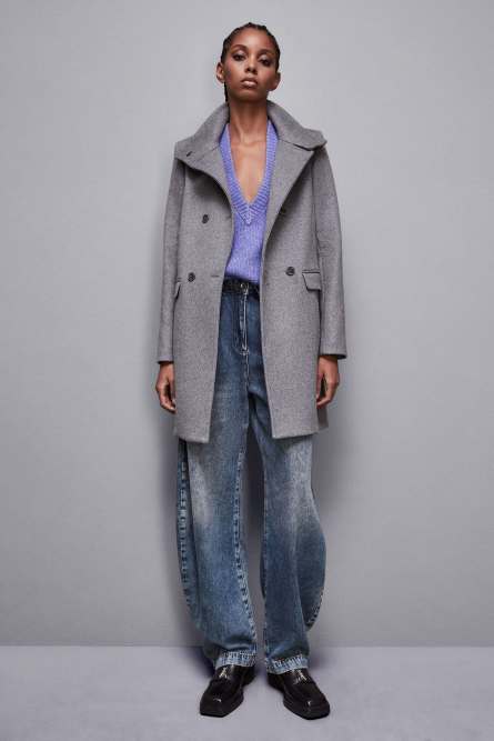 &quot;Essential&quot; high necked cloth coat, Grey, Patrizia Pepe