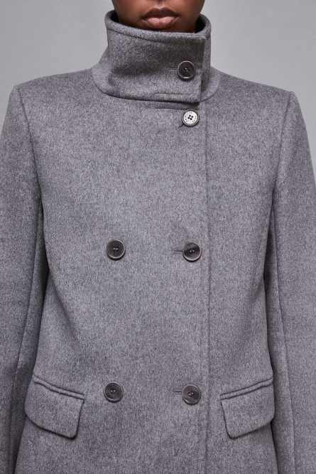 &quot;Essential&quot; high necked cloth coat, Grey, Patrizia Pepe