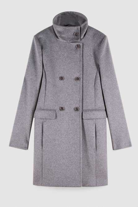 &quot;Essential&quot; high necked cloth coat, Grey, Patrizia Pepe