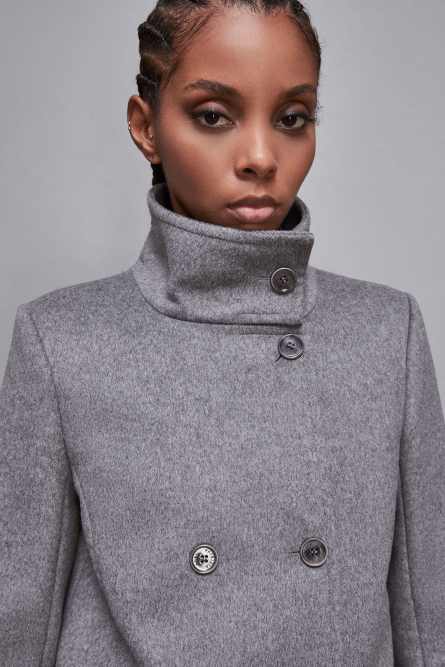 &quot;Essential&quot; high necked cloth coat, Grey, Patrizia Pepe