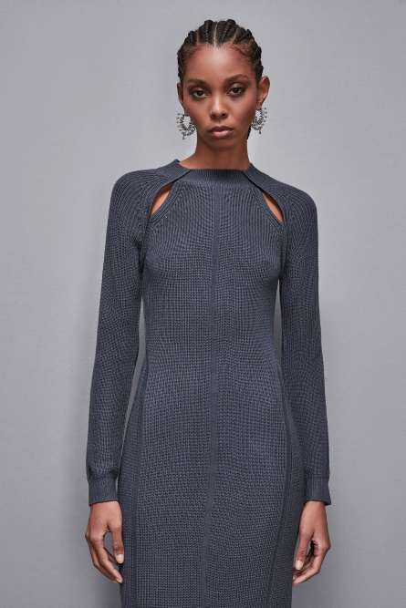 Midikleid aus Wollmix, Grau, Patrizia Pepe