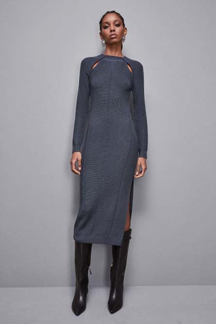 Midikleid aus Wollmix, Grau, Patrizia Pepe