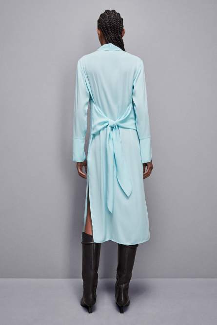 Essential twill sash dress, Light Blue, Patrizia Pepe