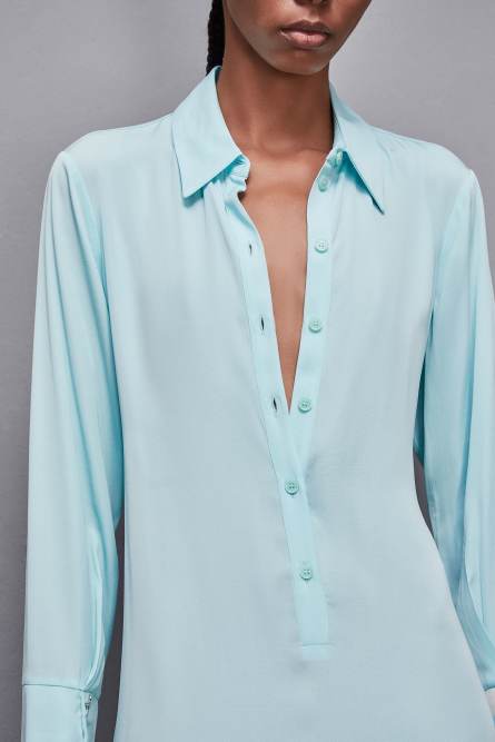 Essential twill sash dress, Light Blue, Patrizia Pepe