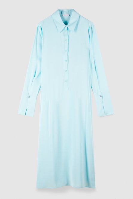 Essential twill sash dress, Light Blue, Patrizia Pepe