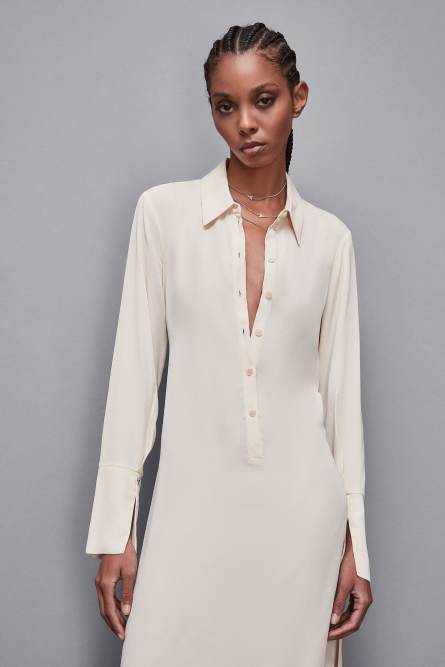 Essential twill sash dress, Beige, Patrizia Pepe