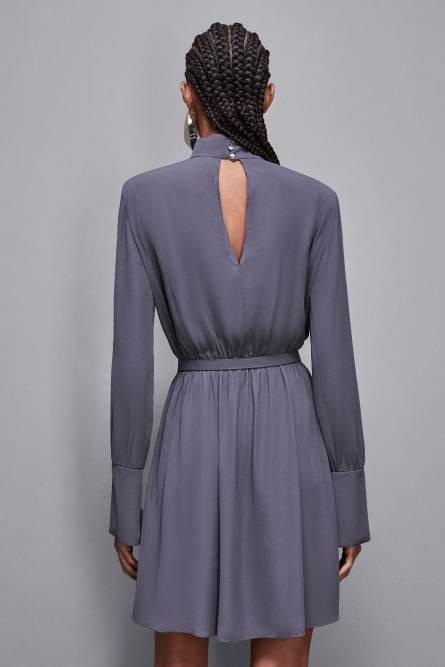 Essential twill belted dress, Grey, Patrizia Pepe