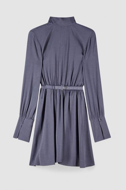Essential twill belted dress, Grey, Patrizia Pepe