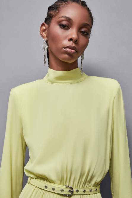 Essential twill belted dress, Yellow, Patrizia Pepe