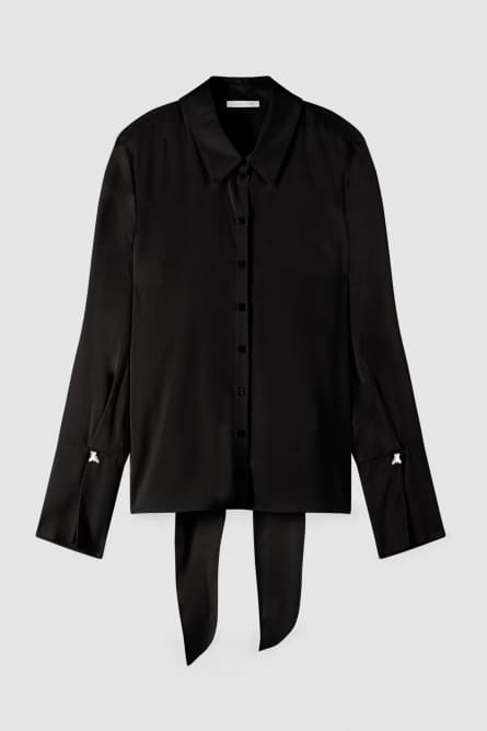 Essential twill sash shirt, Black, Patrizia Pepe