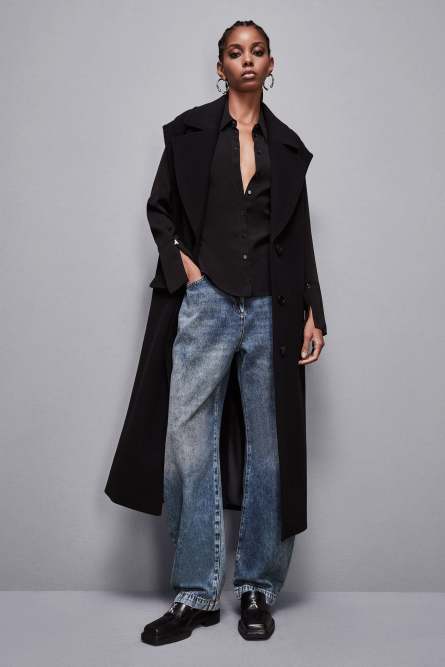 Essential twill sash shirt, Black, Patrizia Pepe