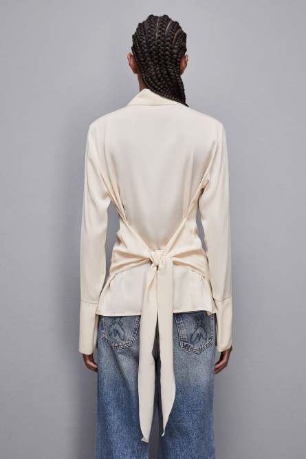 Essential twill sash shirt, Beige, Patrizia Pepe