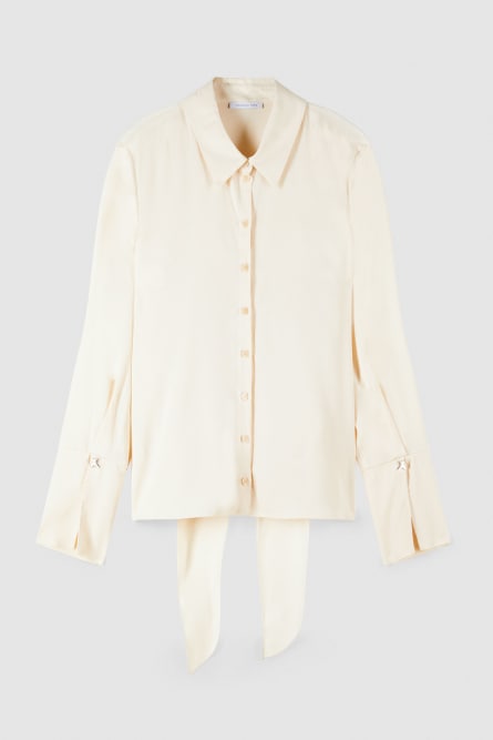 Essential twill sash shirt, Beige, Patrizia Pepe