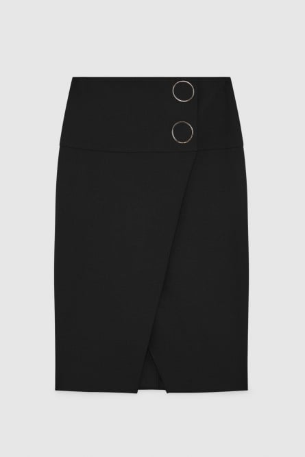 Wool skirt with buttons, Black, Patrizia Pepe