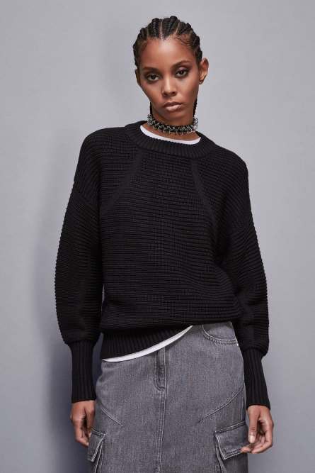 Ribbed wool sweater, Black, Patrizia Pepe