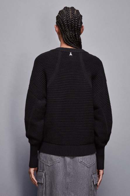 Ribbed wool sweater, Black, Patrizia Pepe
