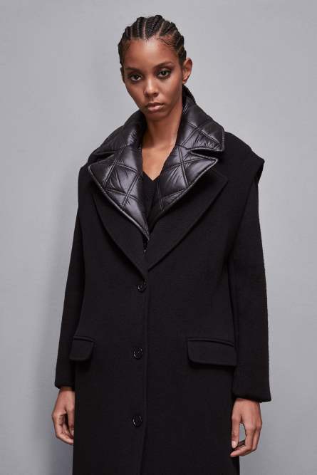 Long woolen cloth coat, Black, Patrizia Pepe