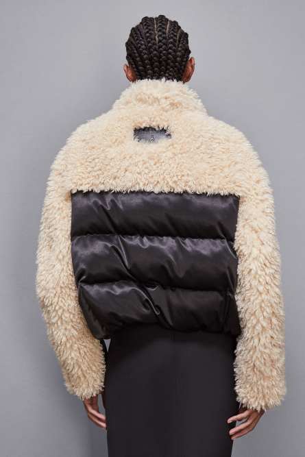 Nylon over down jacket, Black, Beige, Patrizia Pepe