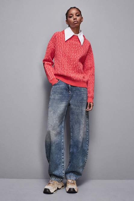 Soft polyester sweater, Pink, Red, Patrizia Pepe