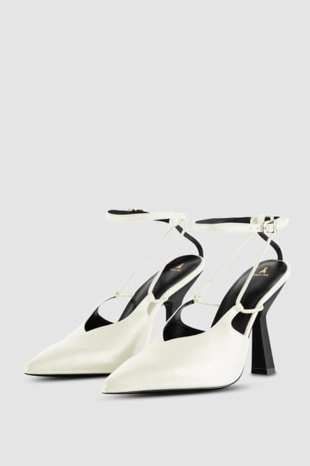 Astral buckle leather slingbacks, White, Patrizia Pepe