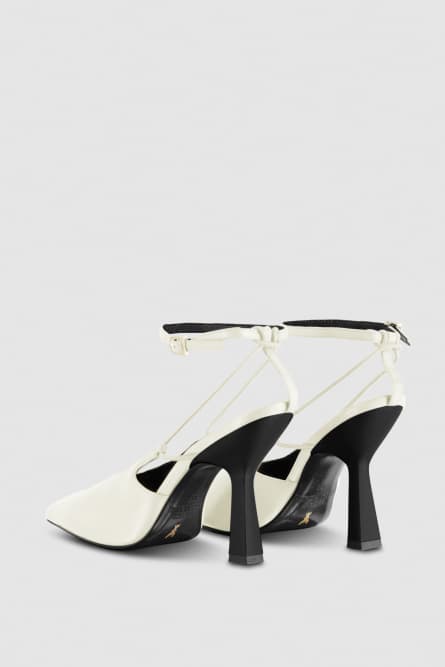 Astral buckle leather slingbacks, White, Patrizia Pepe