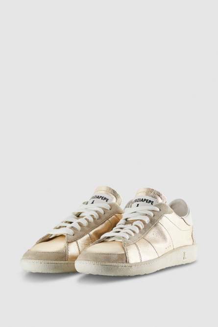 SKIN Sneaker &apos;93 aus laminiertem Nappaleder, Gold, Patrizia Pepe