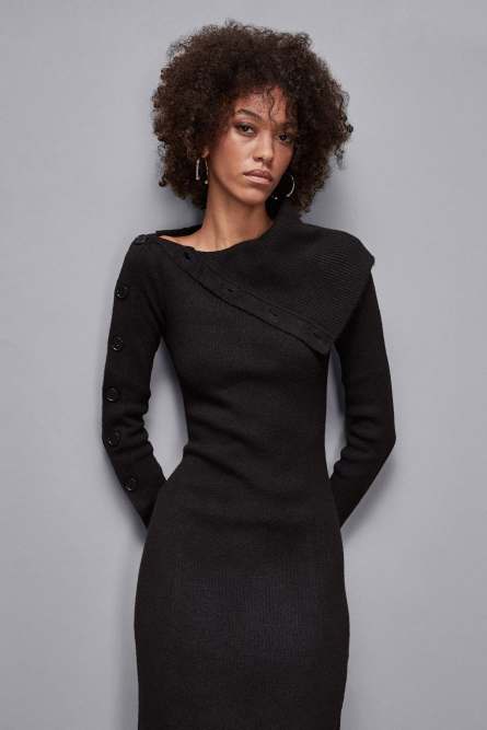 Langärmeliges Midikleid, Schwarz, Patrizia Pepe