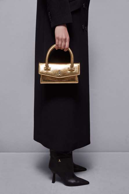 Fly Bamby leather shoulder bag, Gold, Patrizia Pepe