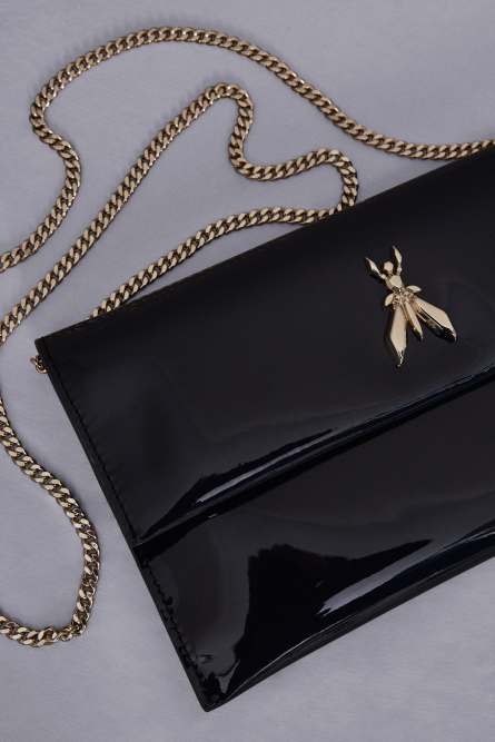 Clutch with chain shoulder strap, Grey, Patrizia Pepe