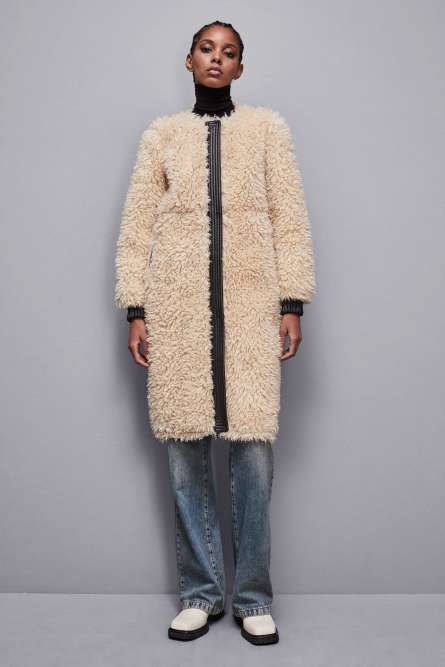 Reversible long jacket, Black, Beige, Patrizia Pepe
