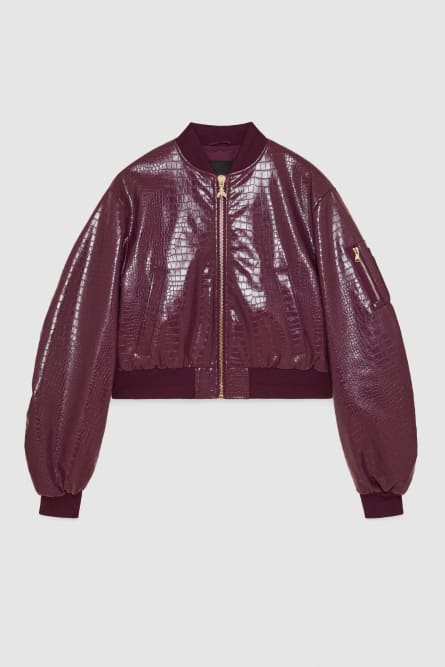 Bomber imbottito in ecopelle, Rosso, Patrizia Pepe