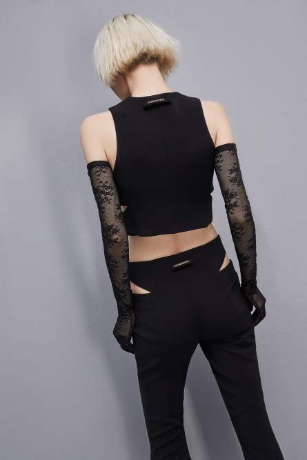Élégant gilet en crêpe, Noir, Patrizia Pepe