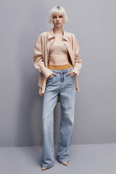 Chemise oversize en coton Essential, Beige, Patrizia Pepe