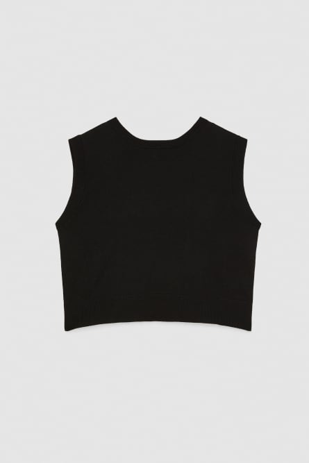 Wool vest with round neckline, Black, Patrizia Pepe