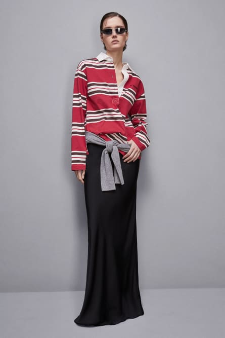 Oversized long sleeved polo, Red, Patrizia Pepe